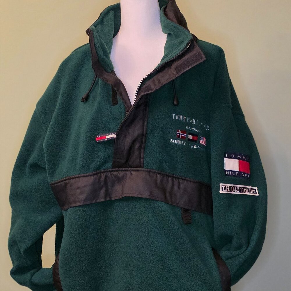 LARGE Vintage 90s Tommy Hilfiger 042 11th Division Anorak Pile Fleece Anorak L
